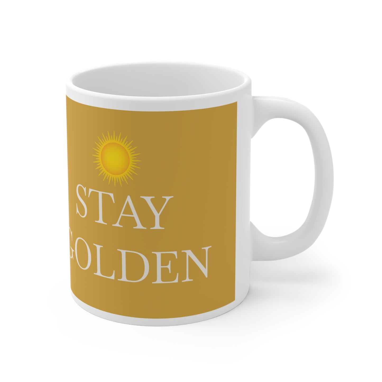 Sunshine ‘Stay Golden’ 11oz Mug | Inspirational Gift, Motivational Coffee Cup, Home Decor, Birthday Present, Self-Care Essential