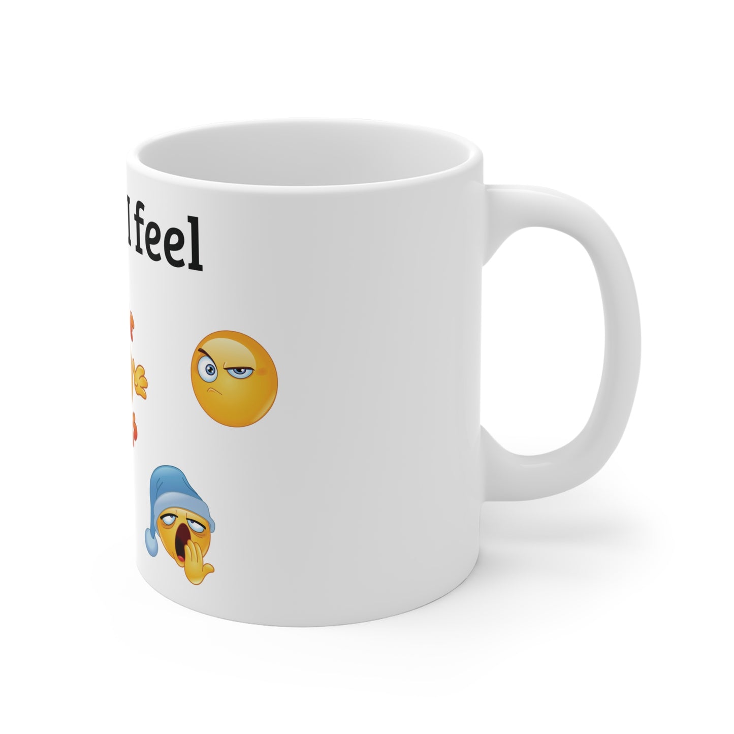 Funny Emoji Mug - "Today I Feel" Free Hugs Design, Gift for Friends, Office Humor, Coffee Cup for Cheerful Moods, Cute Emoji Mug