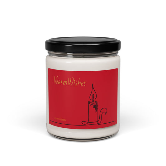 Warm Wishes Candle UnScented Soy Candle | Red Candle Illustration, 9oz