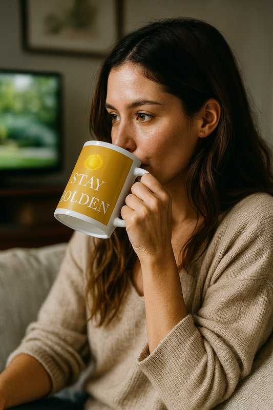 Sunshine ‘Stay Golden’ 11oz Mug | Inspirational Gift, Motivational Coffee Cup, Home Decor, Birthday Present, Self-Care Essential